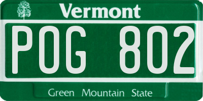 VT license plate POG802