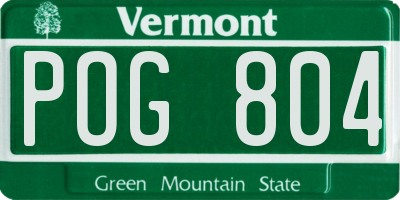 VT license plate POG804