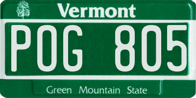 VT license plate POG805