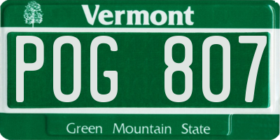 VT license plate POG807