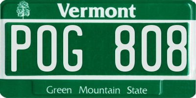 VT license plate POG808
