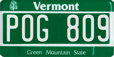 VT license plate POG809