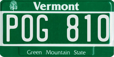 VT license plate POG810