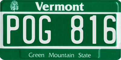 VT license plate POG816