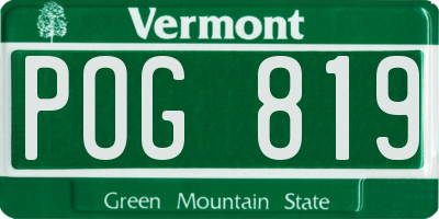 VT license plate POG819