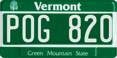 VT license plate POG820