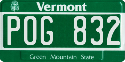 VT license plate POG832