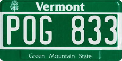 VT license plate POG833