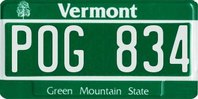 VT license plate POG834