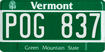 VT license plate POG837