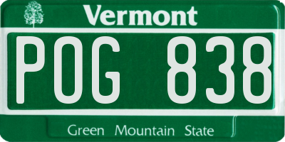 VT license plate POG838