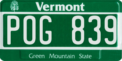 VT license plate POG839