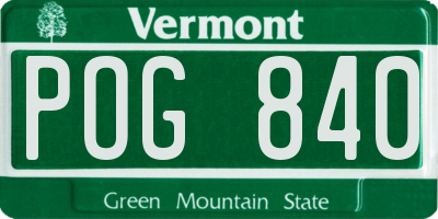 VT license plate POG840