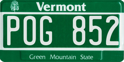 VT license plate POG852