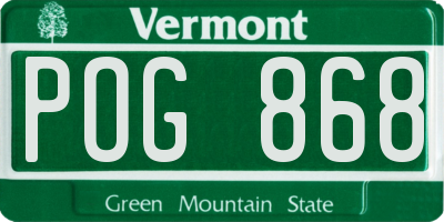 VT license plate POG868