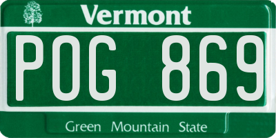 VT license plate POG869