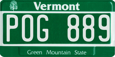VT license plate POG889