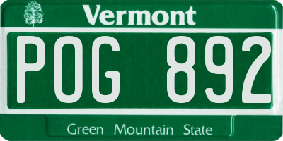 VT license plate POG892
