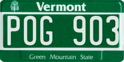 VT license plate POG903