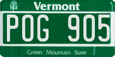 VT license plate POG905