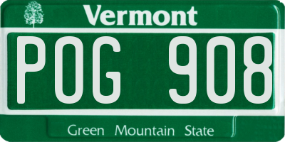 VT license plate POG908