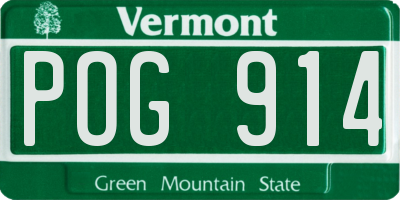 VT license plate POG914