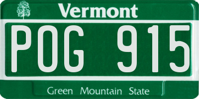 VT license plate POG915