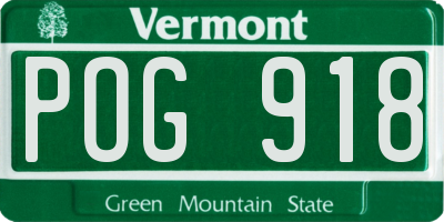 VT license plate POG918