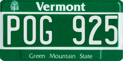 VT license plate POG925