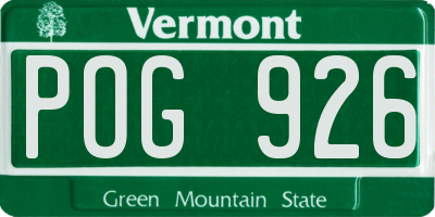VT license plate POG926
