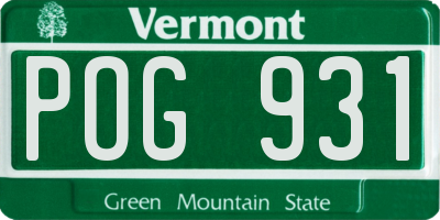 VT license plate POG931