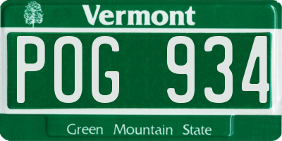 VT license plate POG934