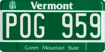 VT license plate POG959
