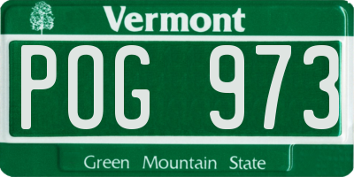 VT license plate POG973