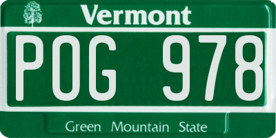 VT license plate POG978