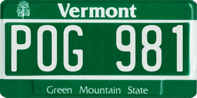 VT license plate POG981