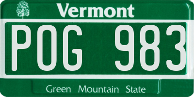 VT license plate POG983