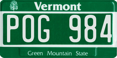 VT license plate POG984