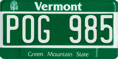 VT license plate POG985