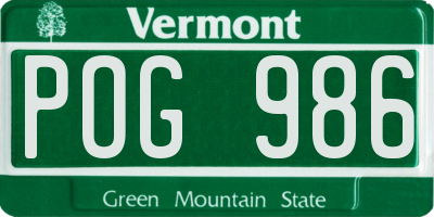 VT license plate POG986