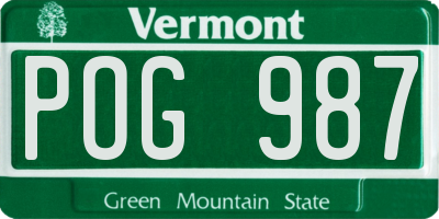 VT license plate POG987