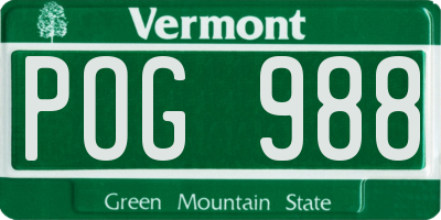 VT license plate POG988