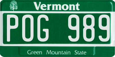 VT license plate POG989