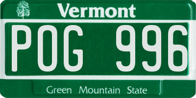 VT license plate POG996