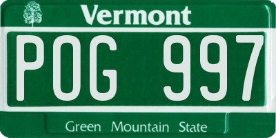 VT license plate POG997