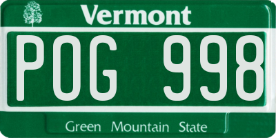 VT license plate POG998