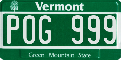 VT license plate POG999