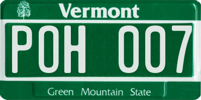 VT license plate POH007