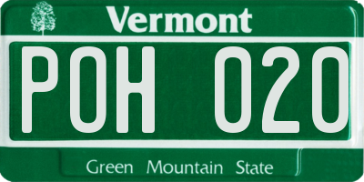 VT license plate POH020