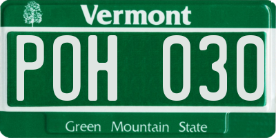 VT license plate POH030